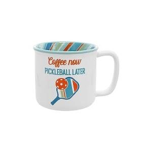 Pavilion Gift Company – Coffee Now Pickleball Later – 18 oz Tea Cup Mug Sport Funny Novelty Gift