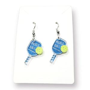 Pickleball Laser Engraved Earrings (Various Colors) (Light Blue)