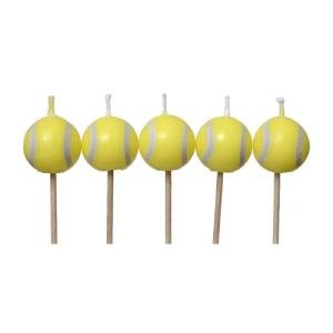 Havercamp Tennis Ball Birthday Candles (5-pack, Spherical on Picks) Party Collection
