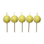 Havercamp Tennis Ball Birthday Candles (5-pack, Spherical on Picks) Party Collection