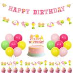 SHADOAMP Pickleball Party Decoration Girls, Pink Pickleball Themed Happy Birthday Banner Garland Cake Cupcake Topper Latex Balloons for Sports Themed Birthday Party Supplies