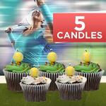Havercamp Tennis Ball Birthday Candles (5-pack, Spherical on Picks) Party Collection