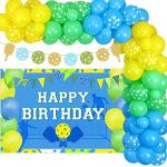 Pickleball Birthday Decorations Pickleball Happy Birthday Backdrop Banner Balloon Garland Arch Kit Pickleball Birthday Party Supplies