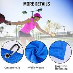 ERHACHAIJIA Pickleball is My Happy Hour Embroidered Pickleball Sports Towel with Clip. Funny Pickleball Gifts for Men Women Pickleball Lover, Birthday Retirement Mother's Day