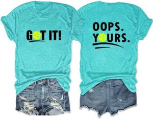 Funny Pickleball Shirts for Women Oops Yours Lost Score Tshirt Sports Game Party Top, Lake Blue, L