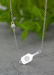 Picklebelle Dainty Dinker Flower Paddle Silver Necklace | Gift for Her, Present for Birthday, Valentine's day, Wedding Anniversary and Christmas Gifts for Pickleball Lovers