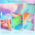 JXAVAXDE Funny Pickleball Quotes Diamond Painting Art Kits for Adults, DIY 5D Round Full Drill Diamond Painting for Beginners, Wall Home Decor, Gifts 12x16 inch