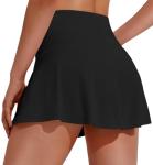 PINSPARK Tennis Skirts for Women Pleated Athletic Skort Lightweight Golf Skirts with Pocket Pickleball Outfits,Black Small