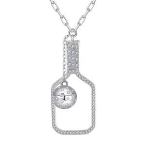 The Volley Plus Silver Pickleball Paddle Necklace for Women | 925 Sterling Silver Necklace | Gift for Her, Birthday, Valentine's day & Wedding Anniversary