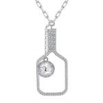 The Volley Plus Silver Pickleball Paddle Necklace for Women | 925 Sterling Silver Necklace | Gift for Her, Birthday, Valentine's day & Wedding Anniversary