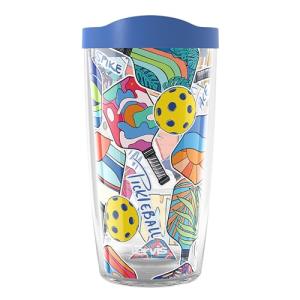 Tervis Pickleball - Spike Dink Ace Made in USA Double Walled Insulated Tumbler Travel Cup Keeps Drinks Cold & Hot, 16oz, Classic