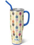 Swig Life 40oz Mega Mug, 40 oz Tumbler with Handle and Straw, Cup Holder Friendly, Dishwasher Safe, Extra Large Insulated Tumbler, Stainless Steel (Pickleball)