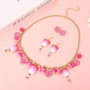 Pickleball Necklace & Earrings - Choker & Paddle Designs for Women - Game Day Sport Jewelry Accessories & Gifts (Style B)