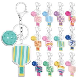 Shejdgart Pickleball Keychain Gifts for Women, 24PCS Dinkball Party Favors Decorations for Players, Aesthetic Pickleball Acrylic Keychain Bulk Gift for Sport Lover