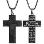 BECKWJE Sport Necklace for Men Pickleball Necklace Stainless Steel Cross Pendant Father's Day Gifts for Men Pickleball Fans Bible Verse 1:9