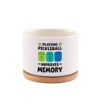 Loovelo Playing Pickleball Improves Memory Ceramic Succulent Plant Pot with Bamboo Tray Pickleball Gifts Pickleball Lovers Players Plant Lover 3.5 Inch White (No Plants)