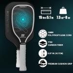 Pickleball Training Paddle -USAPA Approved Pickleball Trainer Practice Paddle, Raw Carbon Fiber Particle Paint Frosted Surface, Extra Long Handle, 16mm Core Sweet Spot Training,Gray