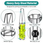 HolyMaji Cylindrical Tennis Ball Hopper Collector Pickleball Balls Retriever Basket Tennis Ball Picker Upper for Easy Picking and Storage Metal Container Holds 24 Tennis Balls Training Caddy (Black)