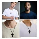 BECKWJE Sport Necklace for Men Pickleball Necklace Stainless Steel Cross Pendant Father's Day Gifts for Men Pickleball Fans Bible Verse 1:9