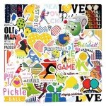 55PCS Pickleball Stickers Ball Game Stickers Love Pickleball Stickers Vinyl Waterproof Water Bottles Stickers Gifts for Sports Ball Lovers Skateboard Luggage Decorations (Pickleball)