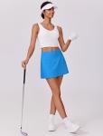 PINSPARK Golf Skirts for Women Lightweight Tennis Mini Skorts Built-in Shorts Stretch Pickleball Skort Skirts, Sparkle Blue Medium