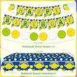 Pickleball Birthday Party Decorations, Pickleball Happy Birthday Banner, Cake Toppers, Tableware, Tablecloth and Balloons for Pickleball Themed Party Supplies, Serves 20