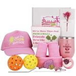Pickleball Gifts Box for Women, Pink Pickleball Gift Accessories Set for Wife Mom Sister Friends, Cute and Funny PB Gift Basket with Tumbler Cap Keychain & More, Pickle Ball Match Gifts - 14Pcs