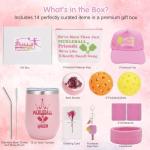 Pickleball Gifts Box for Women, Pink Pickleball Gift Accessories Set for Wife Mom Sister Friends, Cute and Funny PB Gift Basket with Tumbler Cap Keychain & More, Pickle Ball Match Gifts - 14Pcs