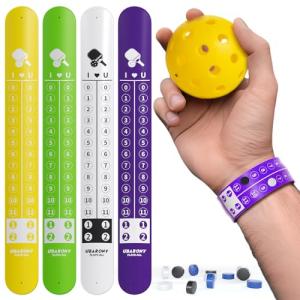 UBARONY Pickleball ScoreKeeper Wristband, 4 Portable Pickleball Scoreboard Counter Scorekeeping Tracker for Sports Games Indoor & Outdoor Yard, Cornhole, Ping Pong