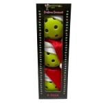 Pickleball Christmas Ornaments with Santa Hats - Value 3 Pack (Unlit Ornaments)