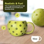 TILTECH Pickleball Mug – Realistic Pickleball-Shaped 16 oz Coffee Mug | Unique Gift for Pickleball Lovers | Funny Ceramic Coffee and Tea Cup, Sports Novelty Drinkware for Home & Office Decor