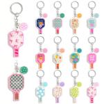 YOPPIX 12PCS Pickleball Keychain Gifts for Women, Pickleball Party Gifts Decorations for Players Sports Lovers Team Party Favors