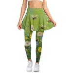 Yuolagixn Bee Skirted Leggings for Women with Pockets Ankle Length Pickleball Pants Oil-Painting Print Workout Clothes Athletic Skirts with Leggings Skirts with Leggings