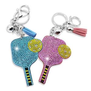 Iffitya 2PCS Pickleball Keychains - Mini Pickleball Ornaments Gift for Pickleball Lovers Pickleball Keychain with 2 Colors - Perfect Pickleball Gifts