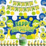 Pickleball Birthday Party Decoration - Include Happy Birthday Banner, Backdrop, Cake Toppers and Balloons, Pickleball Party Supplies for Boys Girls Baby Shower Party