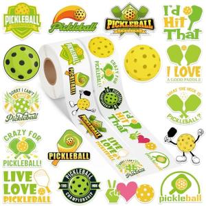 A1diee Funny Pickleball Sticker Roll - 1000Pcs Pickleball Lovers Pickle Paddle Gifts Sports Themed Waterproof Vinyl Aesthetic Decals Gifts for Teens Water Bottles Scrapbook Laptop Luggage Tumbler