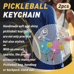 Iffitya 2PCS Pickleball Keychains - Mini Pickleball Ornaments Gift for Pickleball Lovers Pickleball Keychain with 2 Colors - Perfect Pickleball Gifts