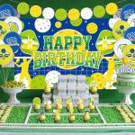 Pickleball Birthday Party Decoration - Include Happy Birthday Banner, Backdrop, Cake Toppers and Balloons, Pickleball Party Supplies for Boys Girls Baby Shower Party