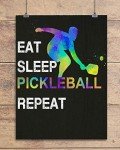 Eat Sleep Pickleball Repeat Quote Wall Art, 11"x14" Unframed Sport Print, Ideal for Pickleball Players and Pickle Ball Fans