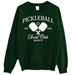 SUNGHENON Custom Pickleball Sweatshirt - Custom Pickleball Bachelorette Party Crewneck, Personalized Pickleball Team M Forest Green