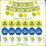 Pickleball Birthday Party Decoration - Include Happy Birthday Banner, Backdrop, Cake Toppers and Balloons, Pickleball Party Supplies for Boys Girls Baby Shower Party
