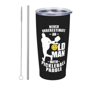 CYYFXKA Pickleball Tumbler, Funny Pickleball Gifts for Men, 20 oz Stainless Steel Vacuum Insulated Coffee Cup Double Wall Travel Mug