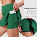 Ekouaer Women's Tennis Skirt Lightweight Athletic Golf Skorts Skirt with Shorts Pockets Strechy Pleated Hiking Pickleball Skort,Green M