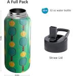 32oz Pickleball Water Bottle Insulated Vacuum Stainless Steel Tumbler Travel Mugs With Straw for Game Sport,Pickleball Accessories