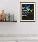 Eat Sleep Pickleball Repeat Quote Wall Art, 11"x14" Unframed Sport Print, Ideal for Pickleball Players and Pickle Ball Fans
