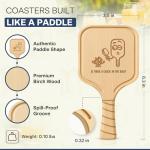 Pickleball Paddle Drink Coasters Set of 4 – Funny Excuses Gift for Pickleball Lovers, Men & Women – Premium Birch Wood Coasters, Gift-Ready Box for Birthdays, Mother’s & Father’s Day, or Game Nights