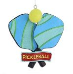 Bright Blue Green Pickle Ball Racket Ball 3.75 inch Resin Decorative Christmas Ornament