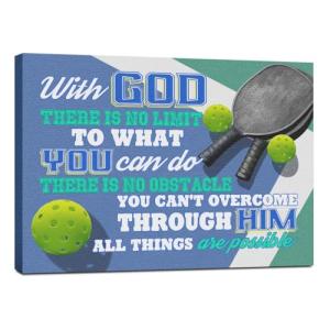 Pickleball Gifts Canvas Wall Art Inspirational Sports Wall Decor Pickleball Framed Art Religious Artwork Wall Painting Faith Art Prints Gym Playroom Farmhouse Sports Club Boys Room Bedroom Decor