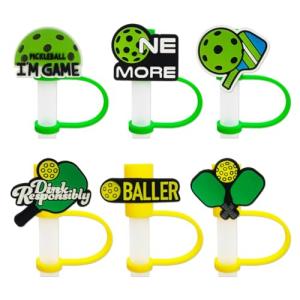 6Pcs Pickleball Straw Covers Cap Toppers for Stanley Cup 40Oz Tumbler with Handle, 10mm 0.4in Dust-Proof Reusable Straw Tips Lids