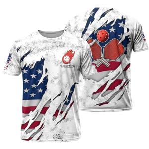 Dabdab Pickle T-Shirt Personalize USA Pickle Red Ball Tee Shirt for Pickleball Player Printing Pickle Themed Item